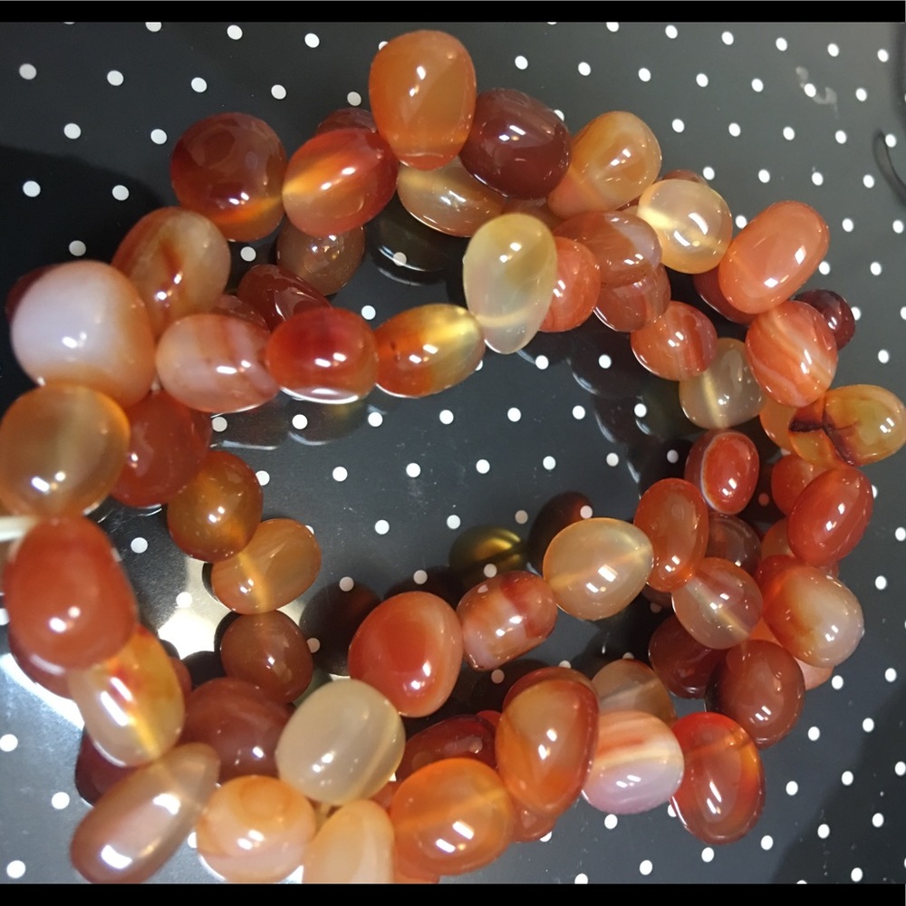 Gorgeous tumbled Carnelian Multi Strand Bracelet